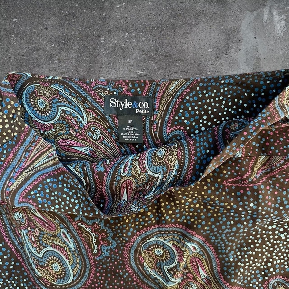 vintage paisley midi skirt y2k boho indie fairycore 90s ruffle hem - Picture 2 of 4